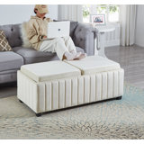 Contemporary Storage Ottoman Bench, Storage Bench With Tray Top