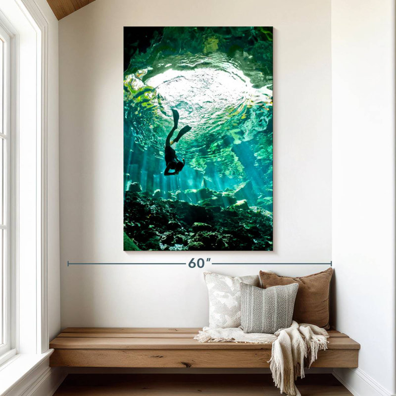 Sireci Diving In Cenote, 51" H x 34" W