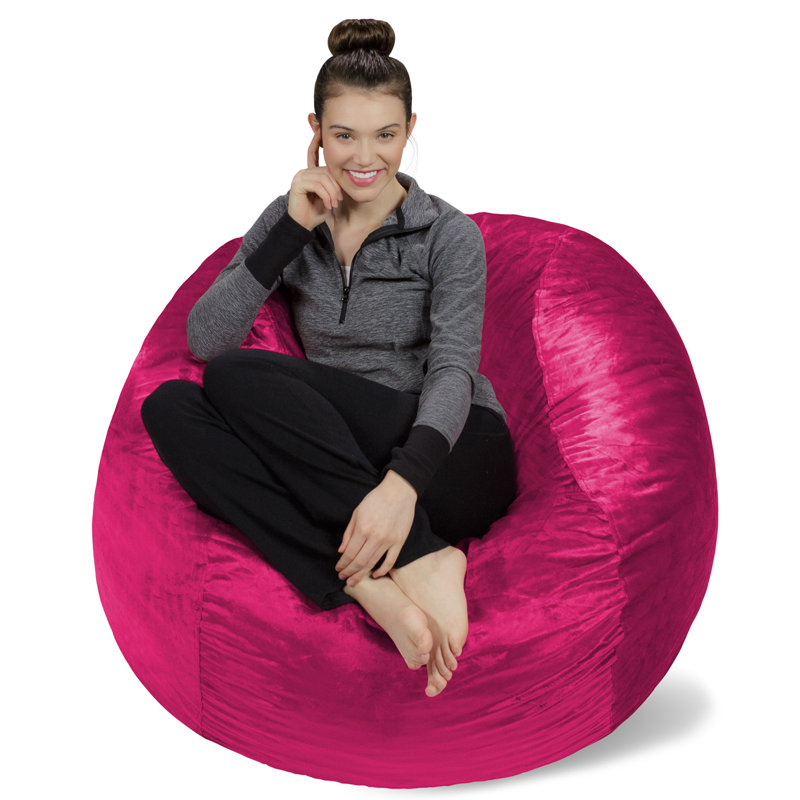  Bean Bag Chair - 4 Ft Shredded Foam Filled Round Pouf Chair - Plush, Ultra Soft Memory Foam Filled Bean Bag Chair with Microsuede Cover - Stuffed Foam Filled Furniture and Accessories for Dorm Room in Multiple Colors