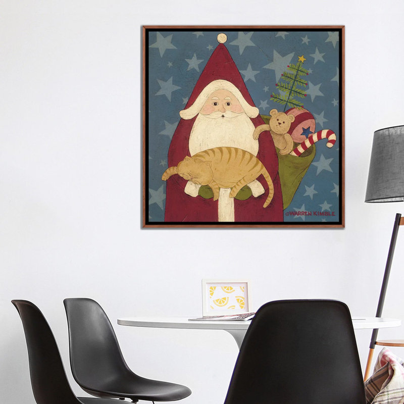 Père Noël - reproduction d'art murale - toile encadrée, H 37 po x l 37 po, Impression encadrée sans passe-partout, Brun