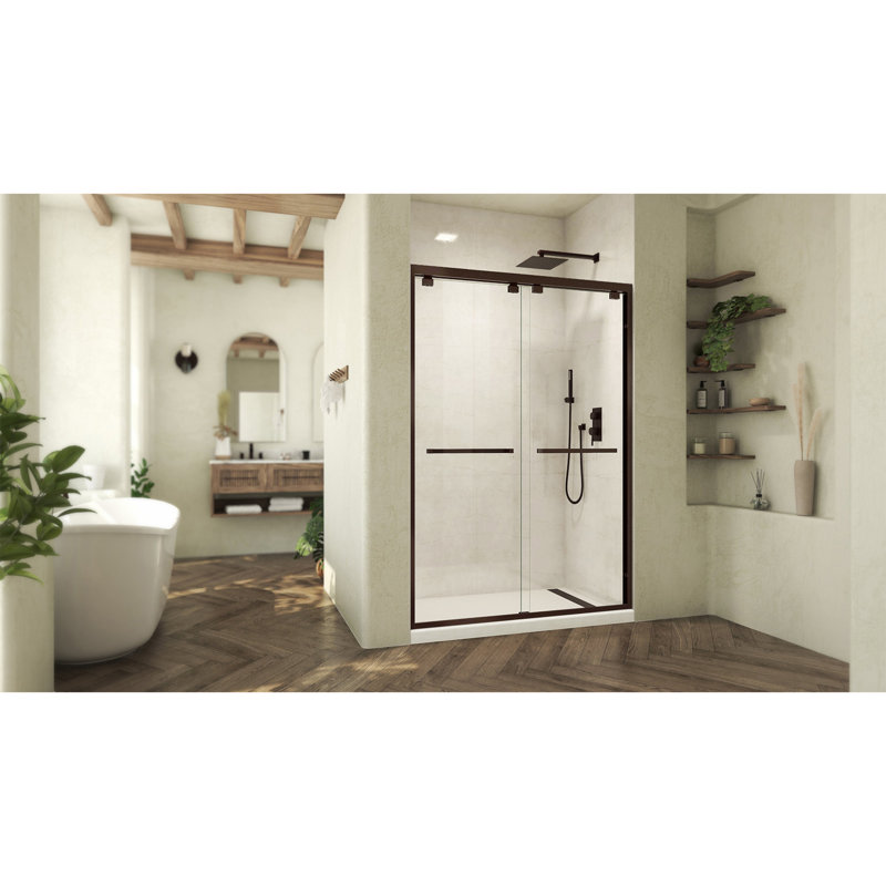 DreamLine Abbey 50 - 54 in. W x 76 in. H Semi-Frameless Bypass Shower Door in Oil Rubbed Bronze, Oil Rubbed Bronze