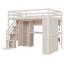 Lit mezzanine avec bureau, escalier de rangement, bibliothèque éclairée et garde-robe, lit double-38891026