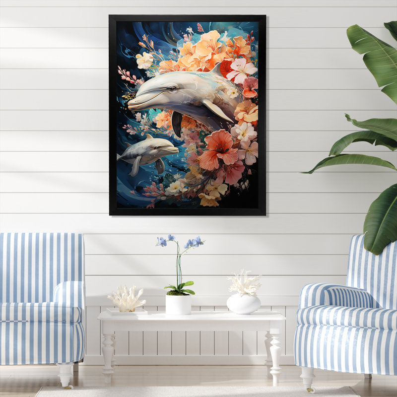 Dolphin Aquatic Harmony I, H 20 po x l 12 po x P 1 po, Cadre simple noir
