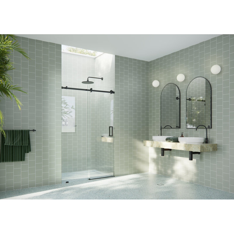 Astro 44 - 48 in. x 78 in. Fully Frameless Glass Sliding Shower Door, Matte Black