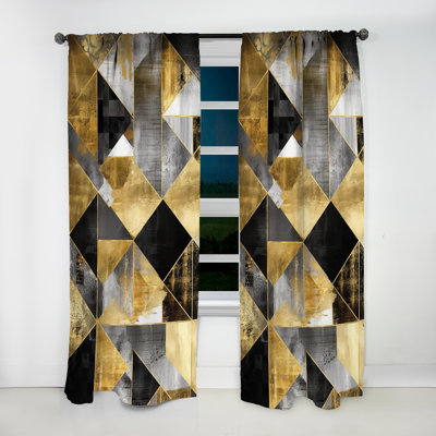 Or géométrique ordre Ii - rideau moderne - velours obscurcissant - 1 panneau