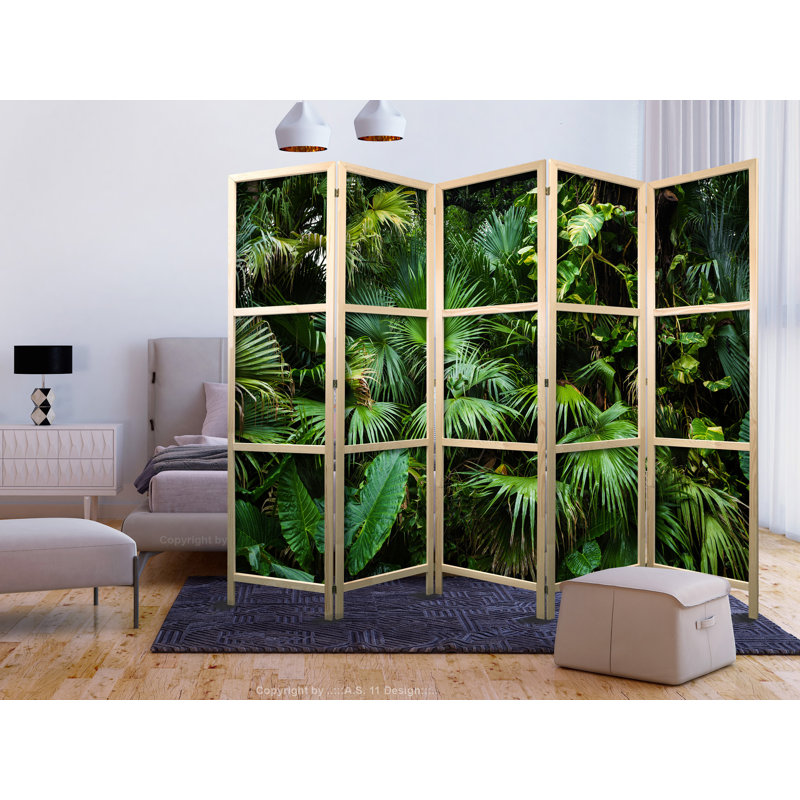 225cm W x 171cm H 5 - Panel Solid Wood Folding Room Divider
