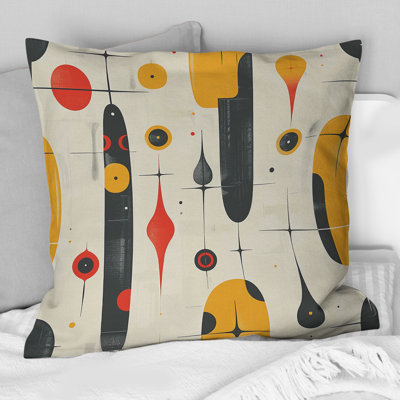 Coussin jaune et orange Mid-Century à motif géométrique I - couleurs Mid-Century