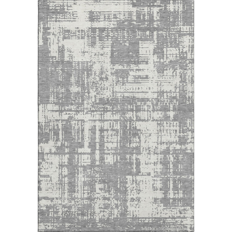 Premium Machine Washable Prisco Gray Rug, Rectangle 8' x 10'