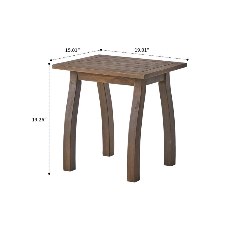 Table de bout en bois avec plateau à lattes et pieds courbés, Gris
