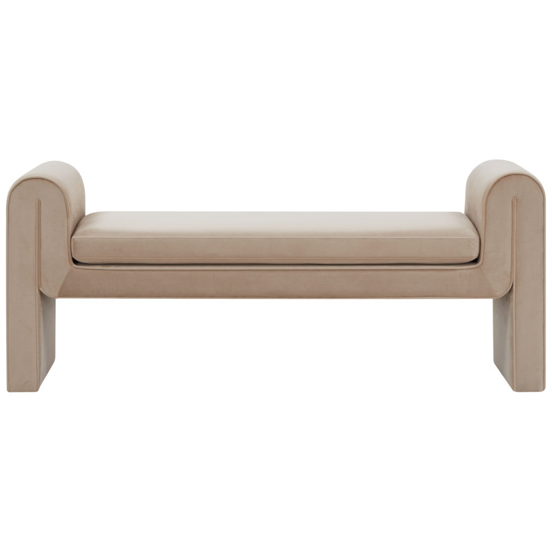 Garth Velvet Bench, Light Brown