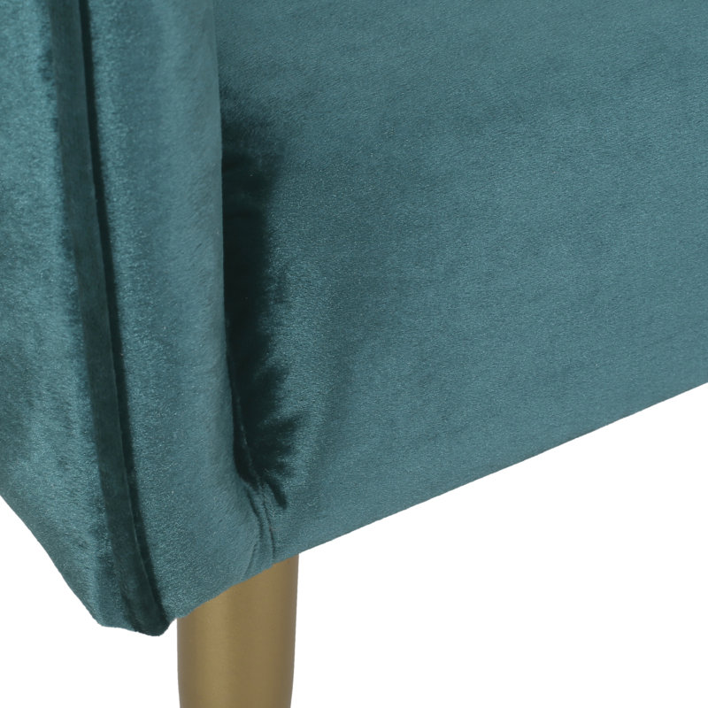 Élégante chaise de salle à manger moderne en velours bleu sarcelle avec boutons et cadre de luxe