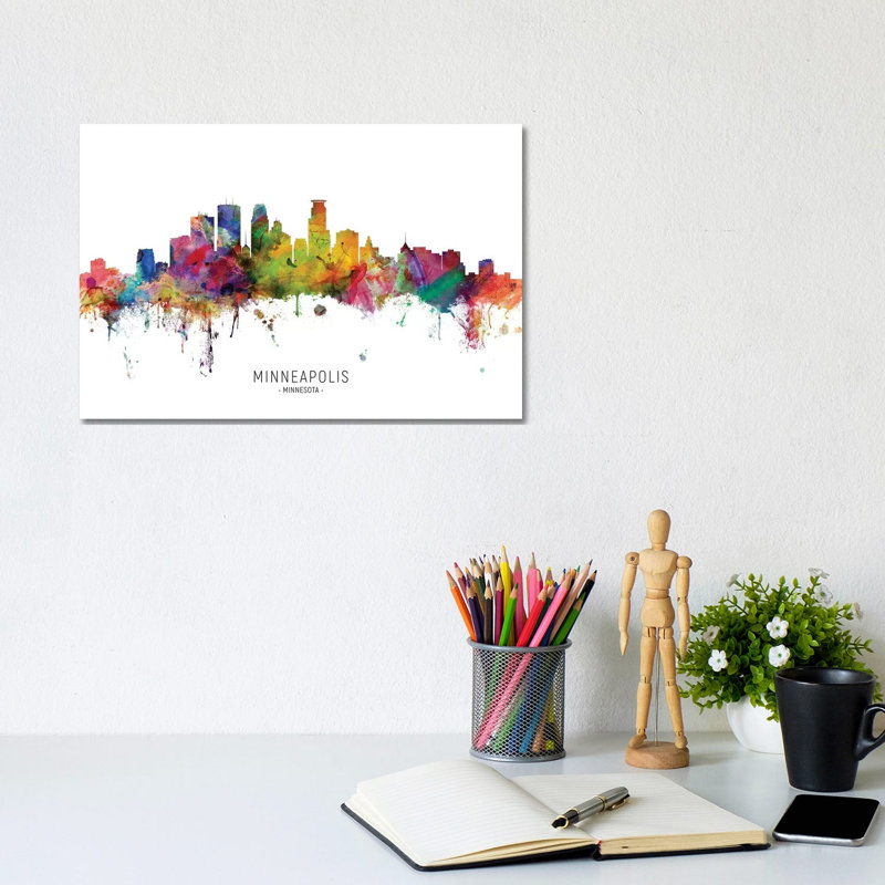 Minneapolis Minnesota Skyline by Michael Tompsett - Wrapped Canvas Print, 20.32 cm H x 30.48 cm W