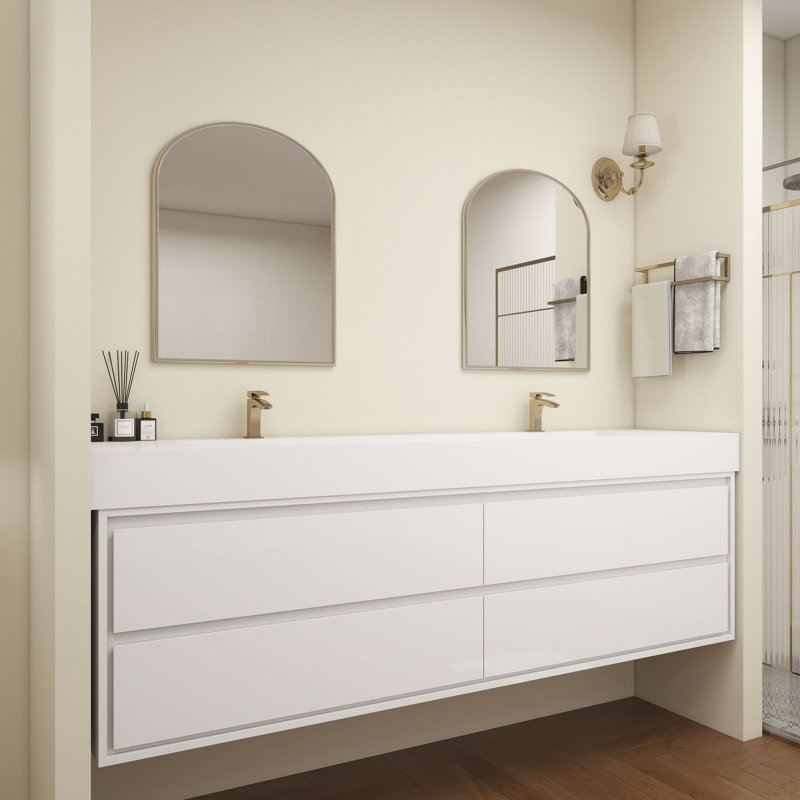Victoria 84''Bathroom Vanity Base, Glossy White