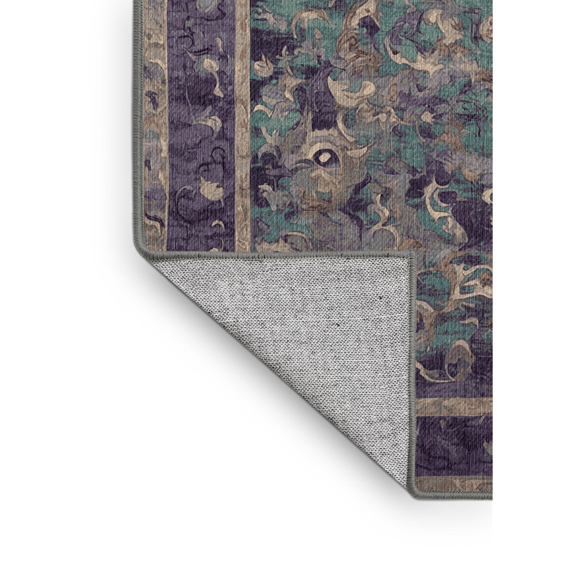 Tapis gris lavable à la machine, Rond 7 pi