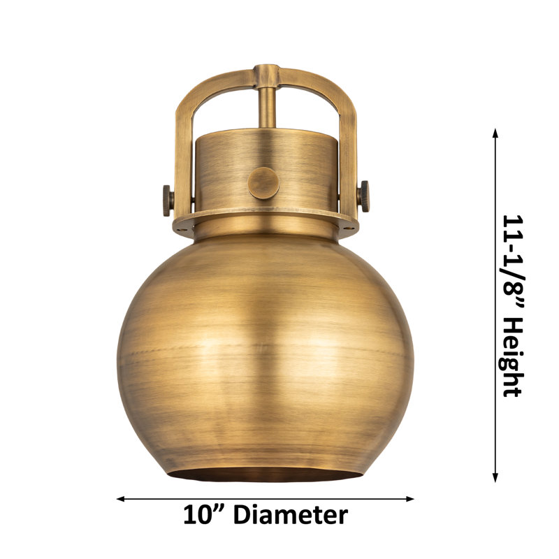 Luminaire suspendu en forme de sphère en métal 1 lumière Amrith, Laiton brossé, H 15,38 po x l 10 po x P 10 po, Laiton brossé