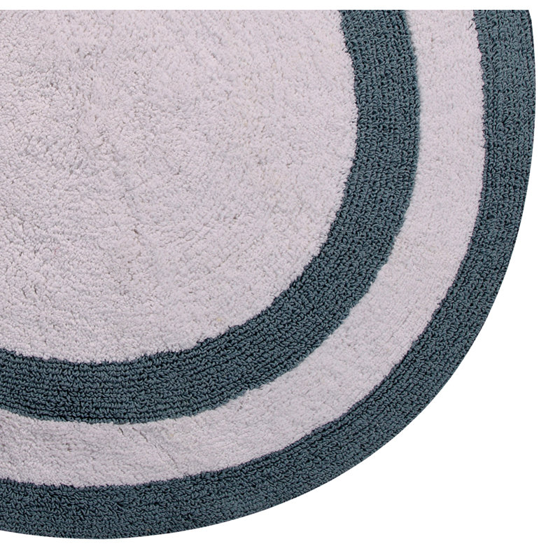 Manigault Cotton Bath Rug, Blue/White