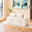 Lit convertible 21 po, velours côtelé, mousse haute, antidérapant, pour petits espaces, lit beige avec cadre en acier à mémoire de forme, sans assemblage, chambre d'amis idéale,