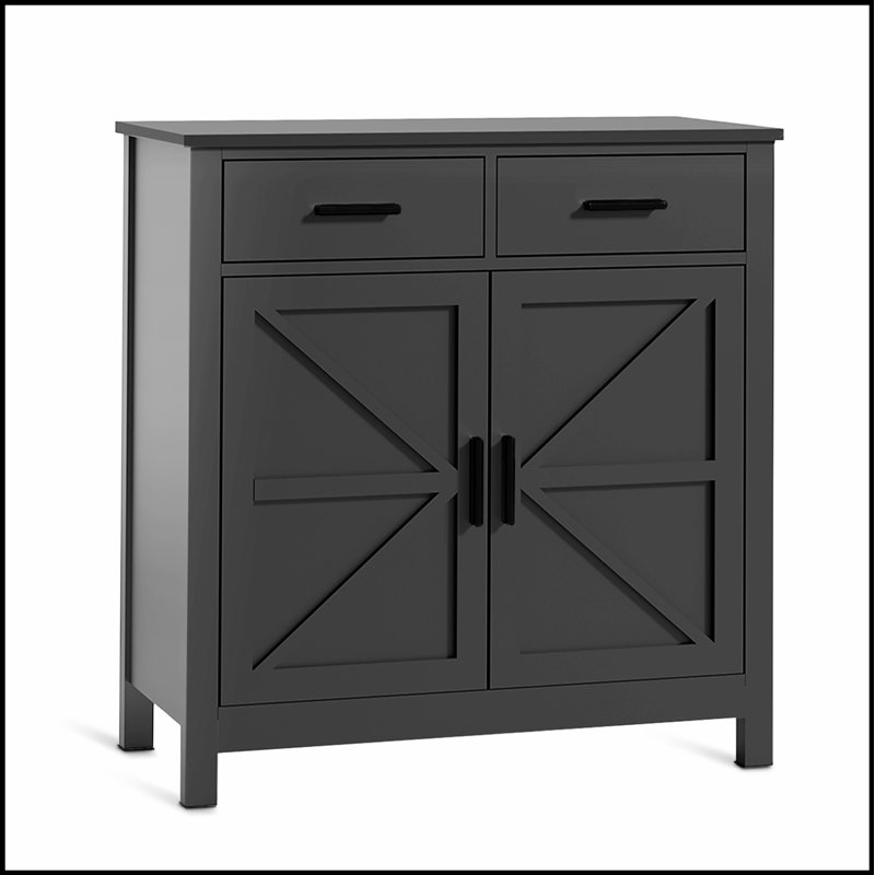 Modern Farmhouse Kitchen Storage Cabinet with 2 Drawers and 2 Doors, Organized and Stylish Home Decor, White
