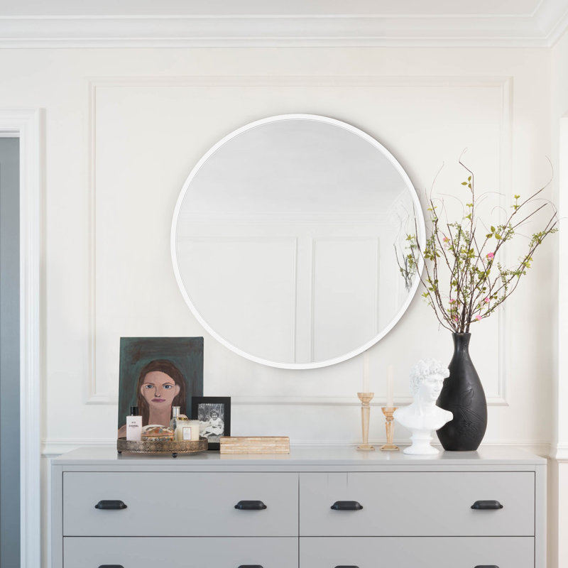Miroir d'appoint mural Eren, Blanc, 30 po x 30 po