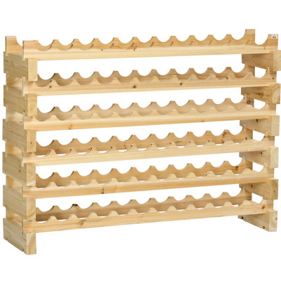 Stackable Wine Rack, Modular Storage Shelves, 72-Bottle Holder, Freestanding Display Rack For Kitchen, Pantry, Cellar, Natural