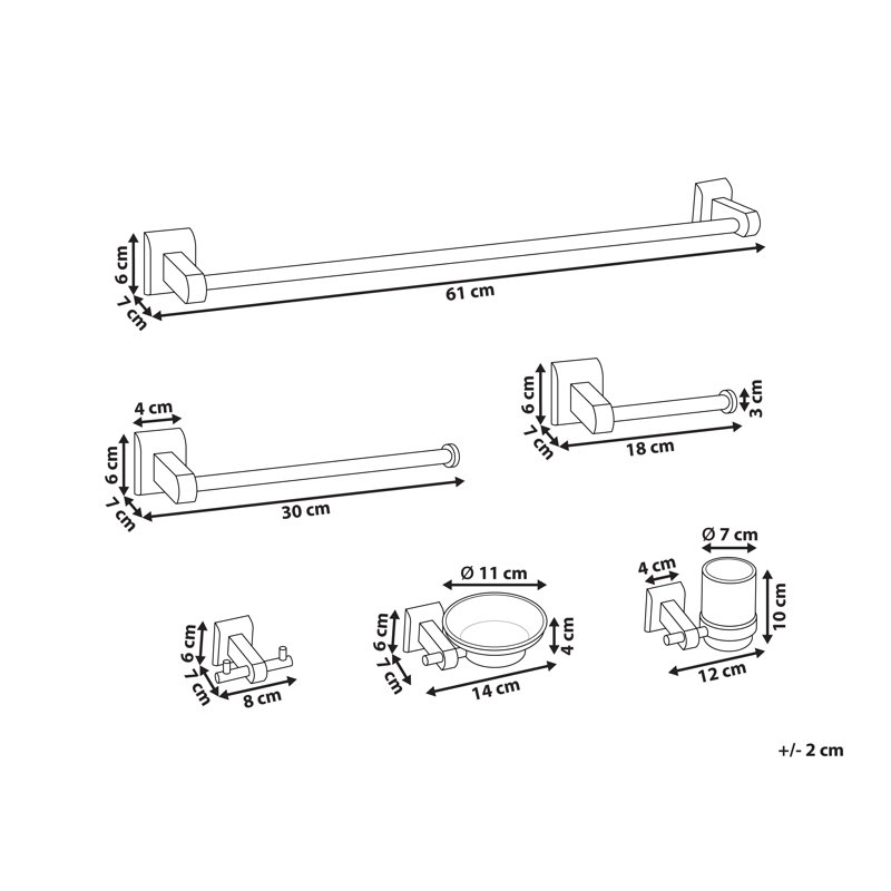 6-Piece Bathroom Hardware Set TALARA with Towel Bars and Hooks, Matte Black