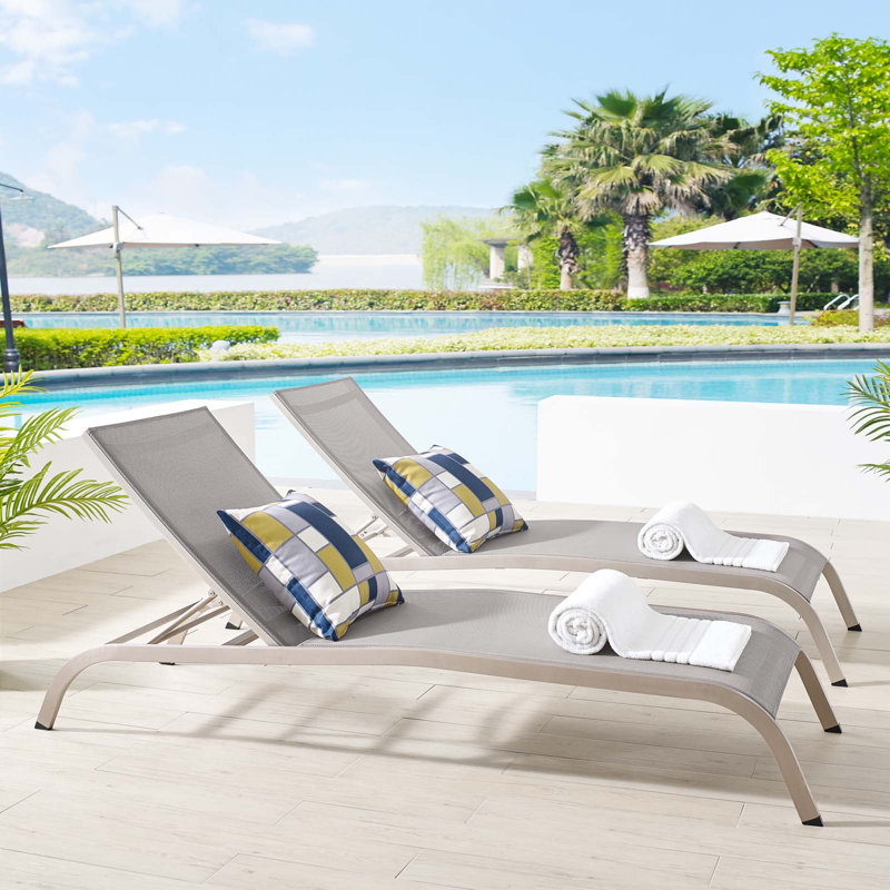 Chaise longue d'extérieur Havenside Home Wendu, gris