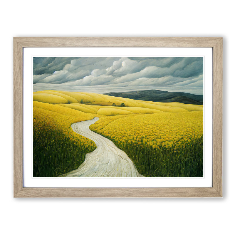 Brilliant Spring Meadow Landscape - Framed Print, 46cm H x 64cm W x 2cm D, Oak Framed