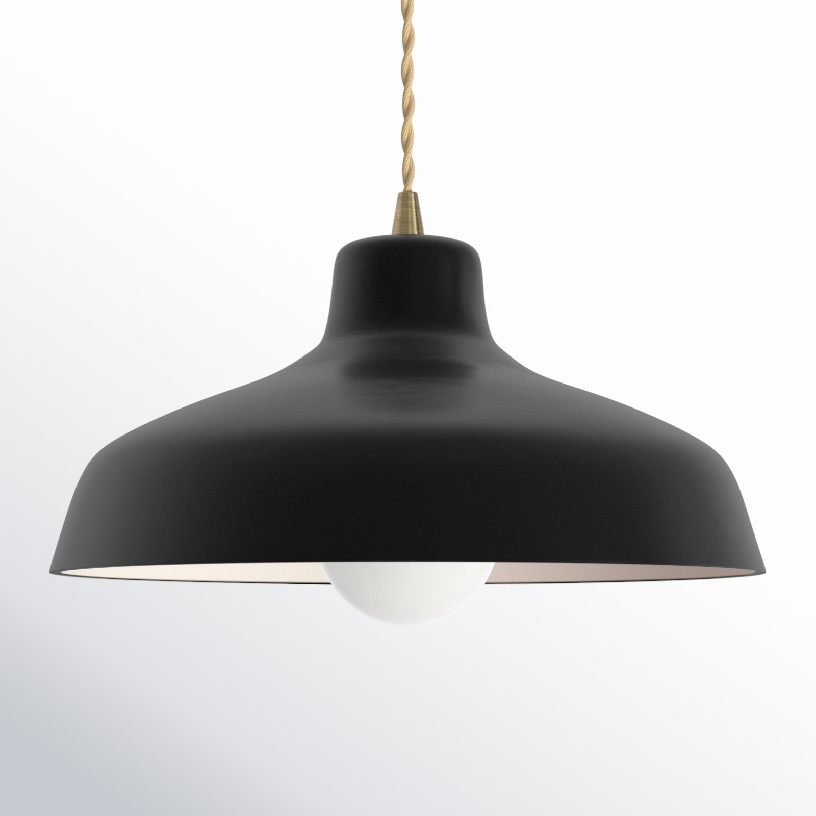 Fallon Ceramic Dimmable Pendant, 5.75" H x 11.5" W x 11.5" D, Carbon Matte Black, Antique Brass