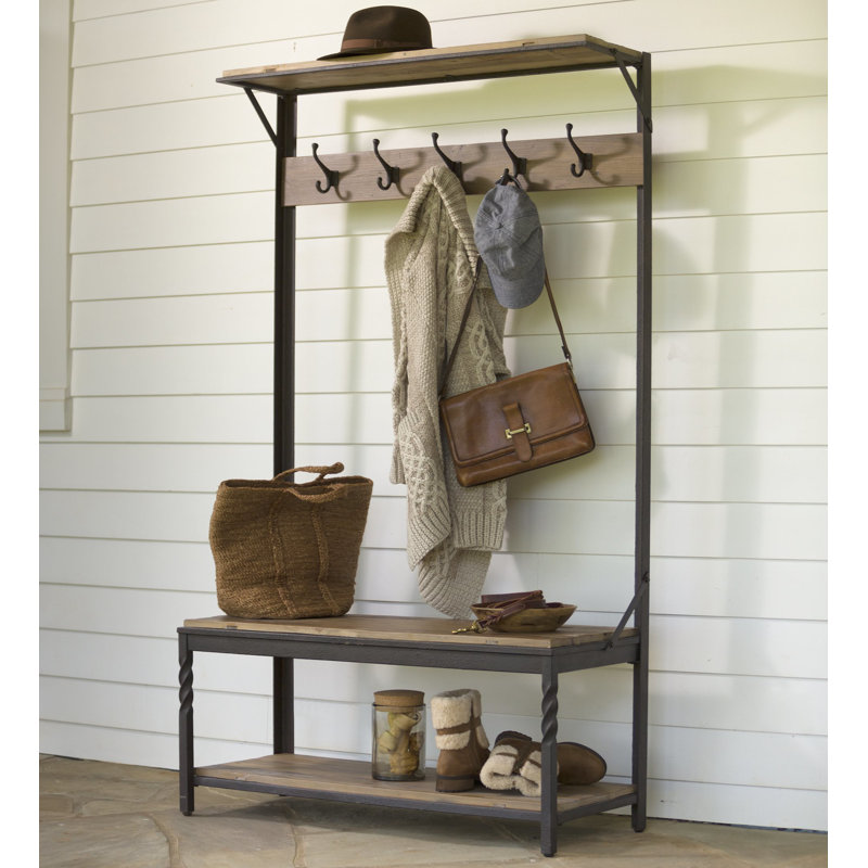 Hall Tree Coat Rack with Shoe Storage