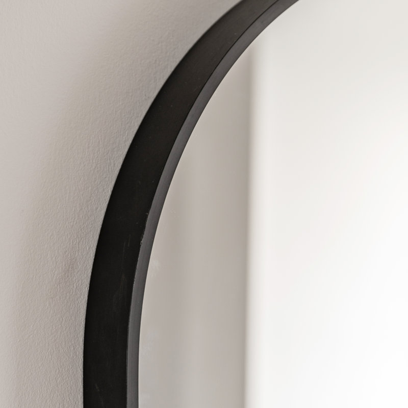 Lottie Oval Metal Framed Wall Mounted Accent Mirror, Black