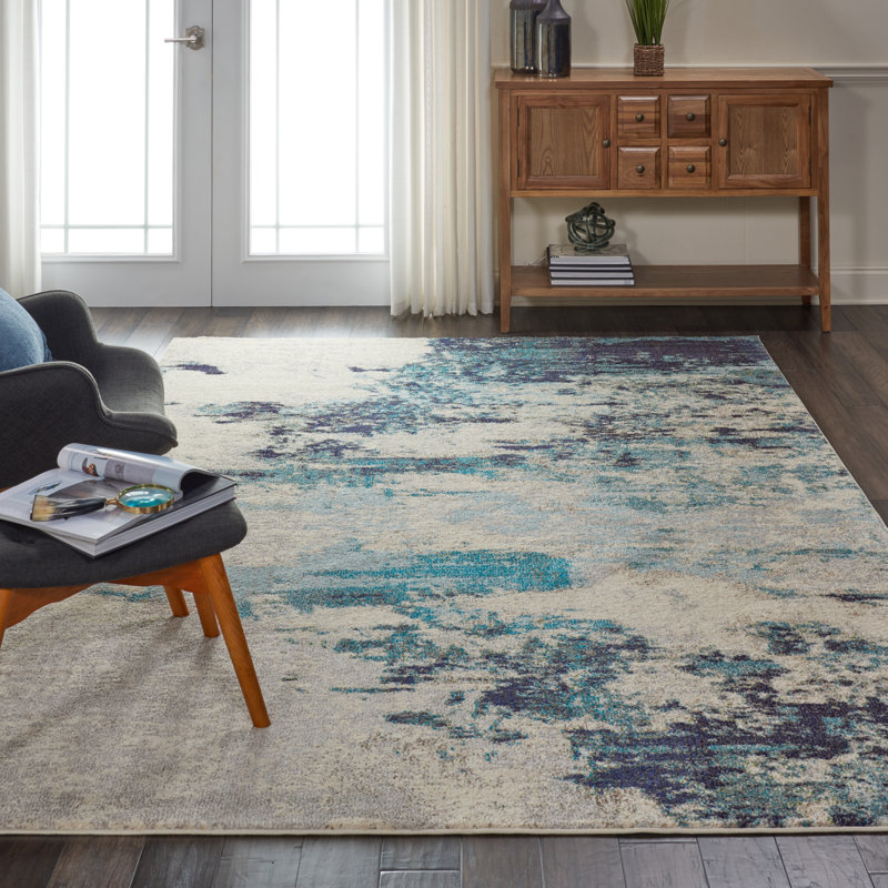 Tapis ivoire moderne Enoch, Rectangle 6 pi 7 po x 9 pi 7 po
