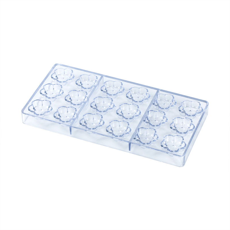 Moule à fleurs en plastique 10,8 x 5,3 pouces, 10 moules à bonbons à fleurs - 18 cavités, moule à chocolat en polycarbonate transparent, facile à retirer, de qualité alimentaire