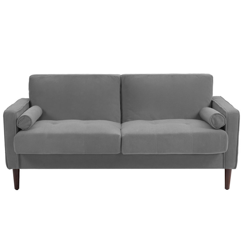 Carmelinda 62.6'' Corduroy Loveseat, Light Gray Corduroy