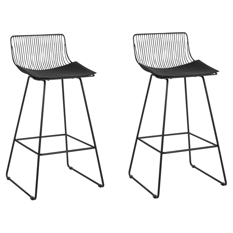 Caillier Upholstered Counter Stool with Metal Frame, Black