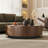Walnut Round Coffee Table with Hidden Storage Drawers,No Assembly Required-1931234603