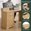 Bureau moderne en L cannelé avec station de charge, armoire de rangement, support pour écran, tiroir classeur et tablette de support amovible-79134443