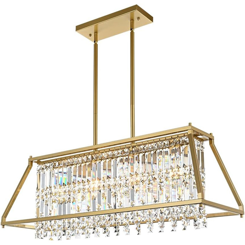 Arjunveer 4 - Light Dimmable Square / Rectangle Chandelier, Gold