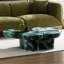 Table basse moderne en faux travertin texturé pour le salon / bureau, vert et noir