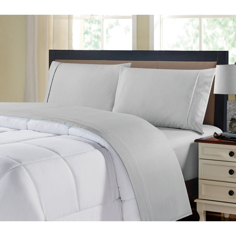 Ensemble de draps en rayonne 4 pièces, Ensemble de draps pour grand lit + un drap-housse , Argent