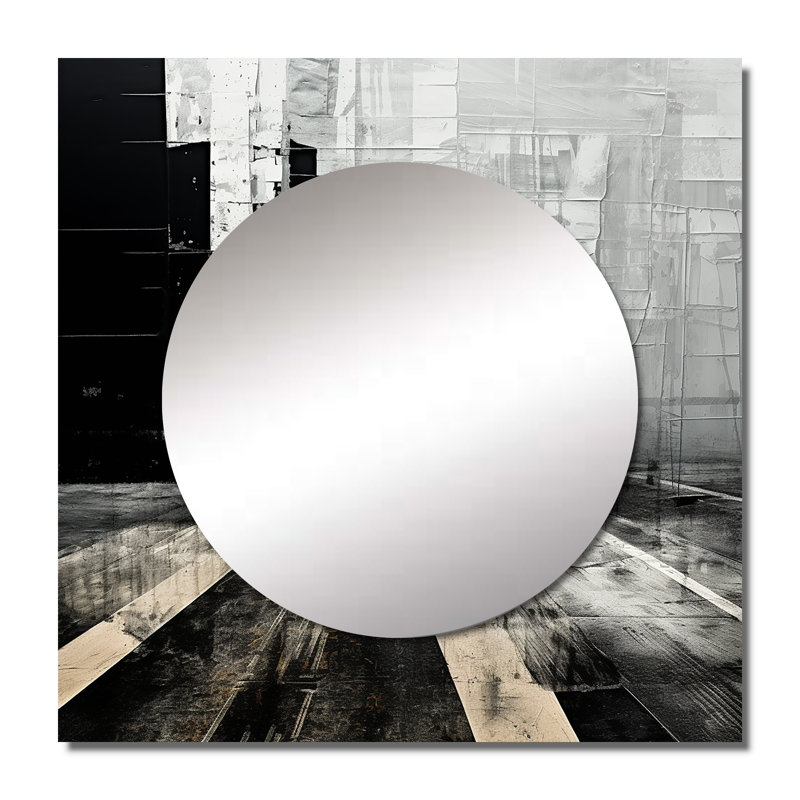 Caspen - Road grand miroir carré pour décoration murale, 29 po x 29 po
