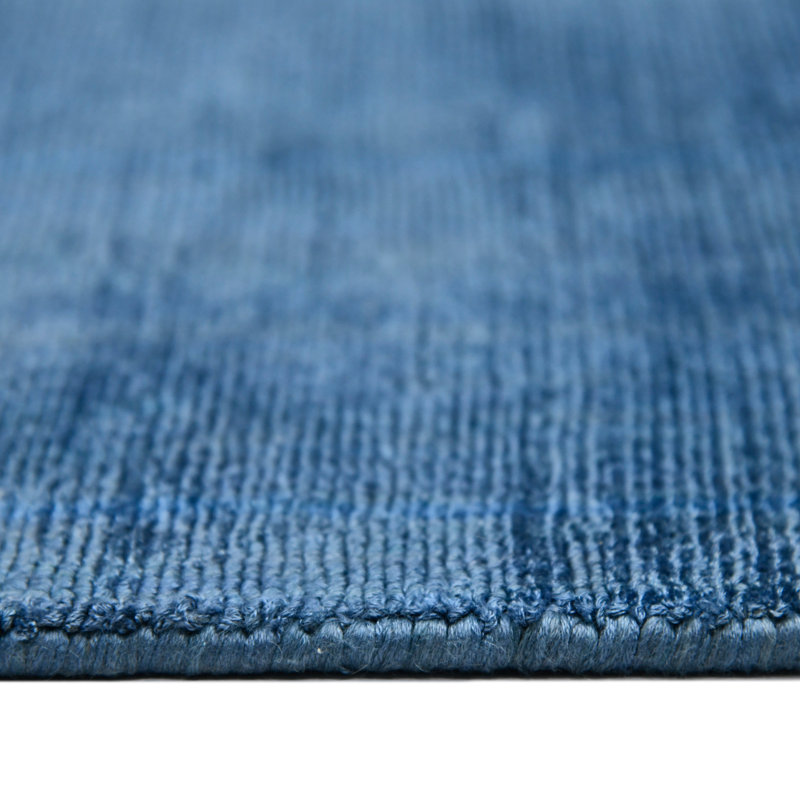 Handmade Blue Sapphire Striped Viscose Area Rug, 4 ft x 6 ft