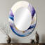 Bleu, or et mauve Splash Paint I - Miroir mural moderne ovale-459862535