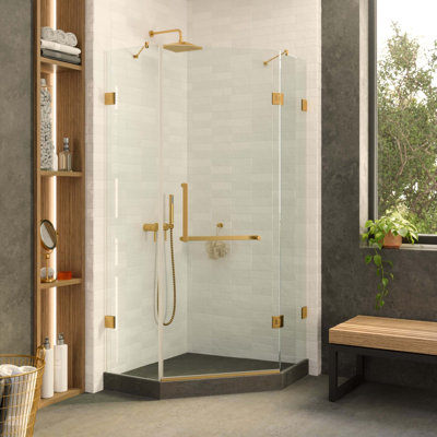 34.25'' W x 74.25'' H Hinged Frameless Shower Door