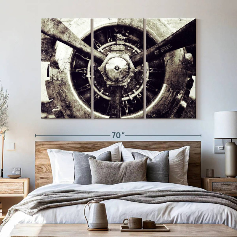 Ensemble d'hélices rétro sur toile 3 pièces, H 42 po x l 65 po