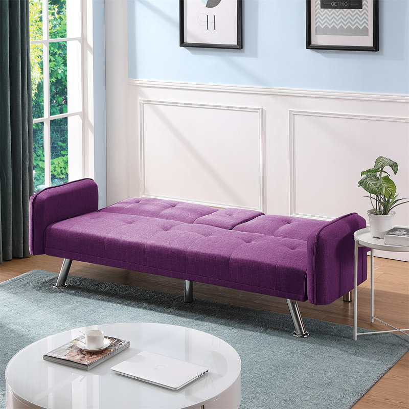 Glenvil Upholstered 74.8'' Sofa, Purple Polyester Blend