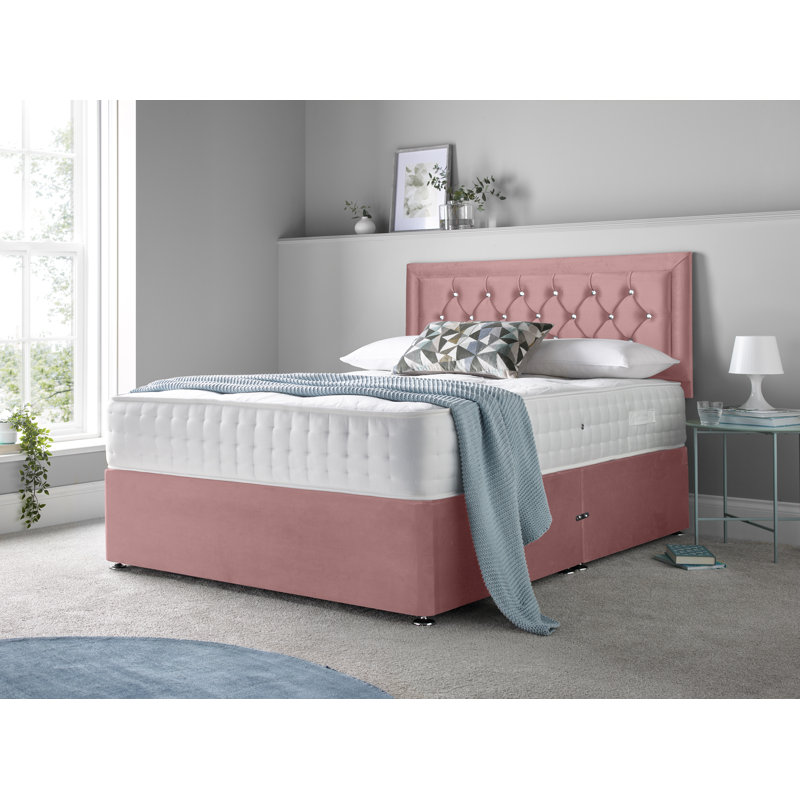 McBain Divan Bed Set, Kingsize (5'), No Drawers, Pink