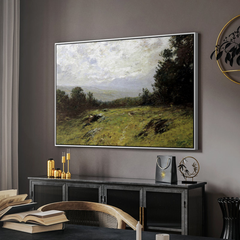 Paysage rétro - MLII, Toile encadrée flottée blanche, H 27 po x l 41 po x P 2 po