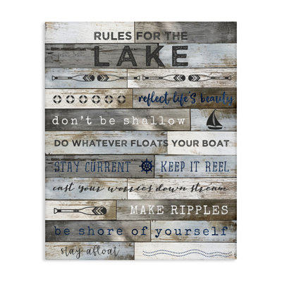 Advice from the Lake List Rustic Plank Pattern by Natalie Carpentieri - Wrapped Canvas Textual Art