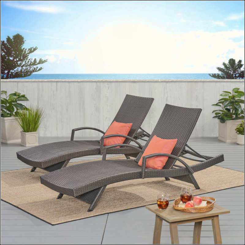 Chaise longue en osier avec accoudoirs Salem Pe