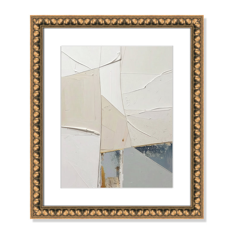 «Plastering II» par Alonza Saunders, L 17 po x H 20 po, Imprimé mat, Perles de feuilles dorées